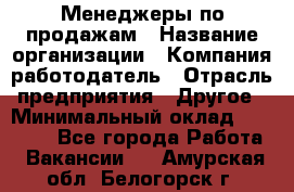 Менеджеры по продажам › Название организации ­ Компания-работодатель › Отрасль предприятия ­ Другое › Минимальный оклад ­ 15 000 - Все города Работа » Вакансии   . Амурская обл.,Белогорск г.